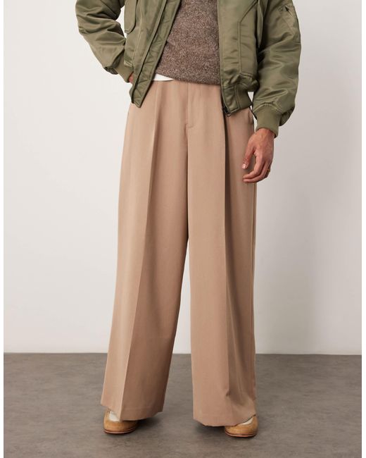 Pantalon habillé ultra ample à pinces sur le devant - camel ASOS pour homme en coloris Natural