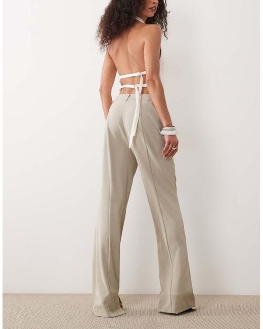 ASOS Natural Tailored Slinky Flare Trousers