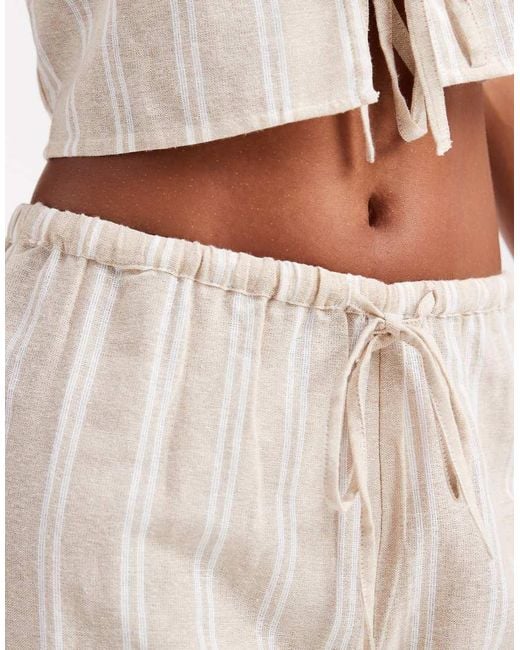 New Look Gestreepte Broek Met Wijde Pijpen in het White