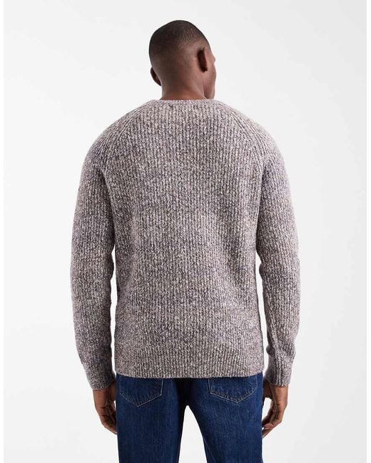 Threadbare Gray Crew Neck Knitted Ribbed Jumper for men