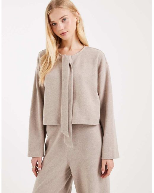 Miss Selfridge Natural Brushed Cardigan Co-ord With Tie Detail