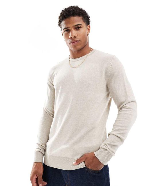 Jack & Jones Gray Fine Gauge Crew Neck Jumper for men