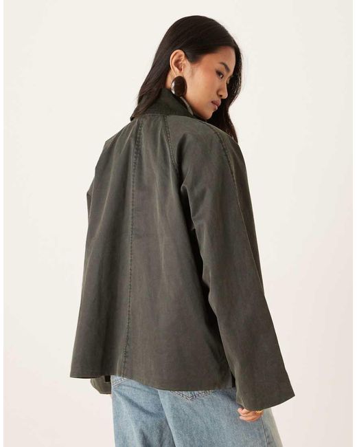 Gina Tricot Gray Quilted Oversize Corduroy Jacket