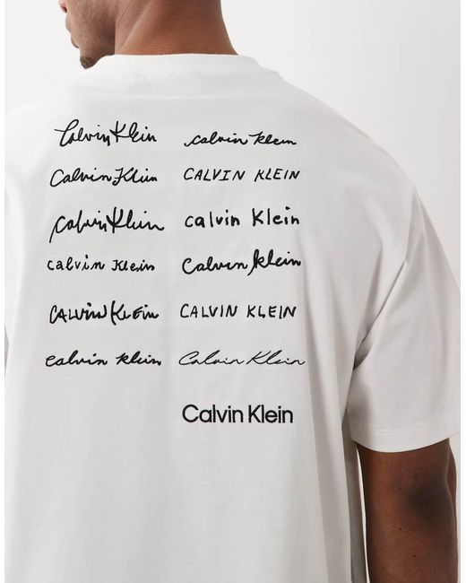 Calvin Klein White Relaxed Fit Graphic T-Shirt for men