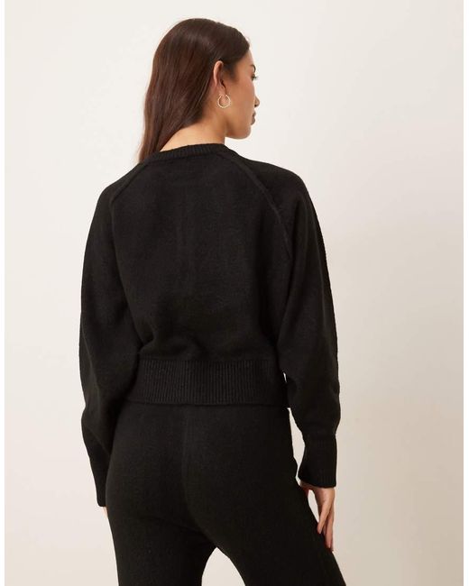 ASOS Black Knitted Long Sleeve Henley Jumper With Gold Buttons Co-ord