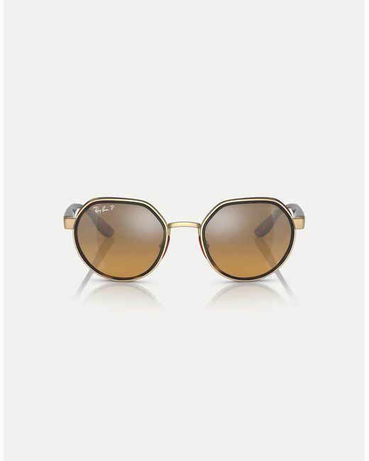 Ray-Ban Natural Rb3703M Scuderia Ferrari Collection Irregular Polarised Sunglasses With Mirrored Lens