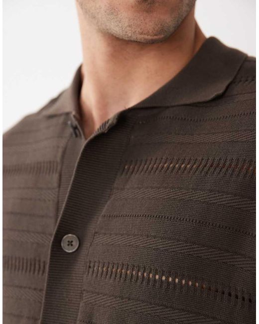 Polo Marrón De Croché SELECTED de hombre de color Black
