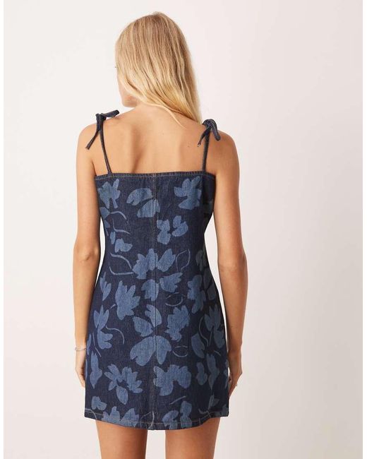 ASOS Blue Denim Cami Mini Dress With Tie Straps