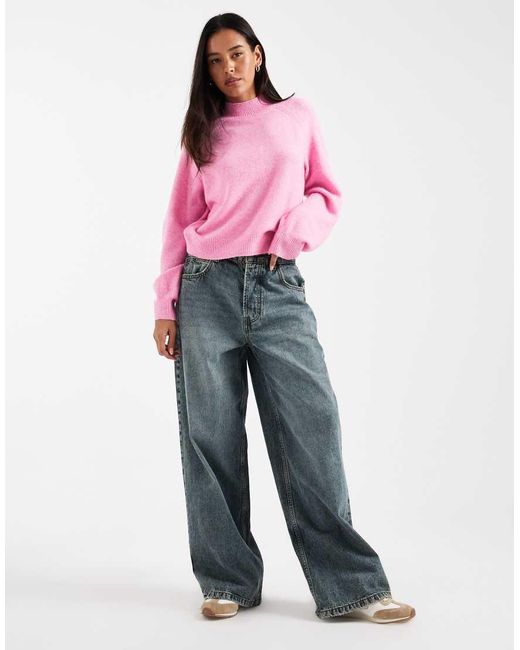 Vero Moda Pink Slouchy High Neck Jumper