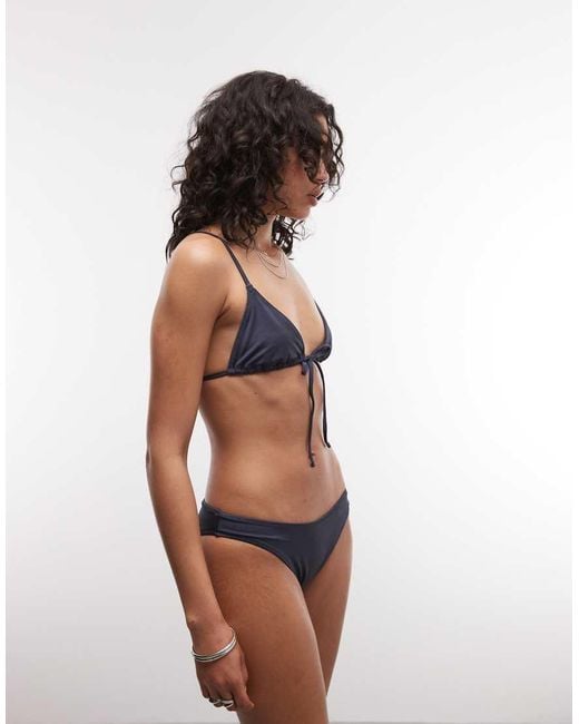 Weekday Blue Tie Front Bikini Top