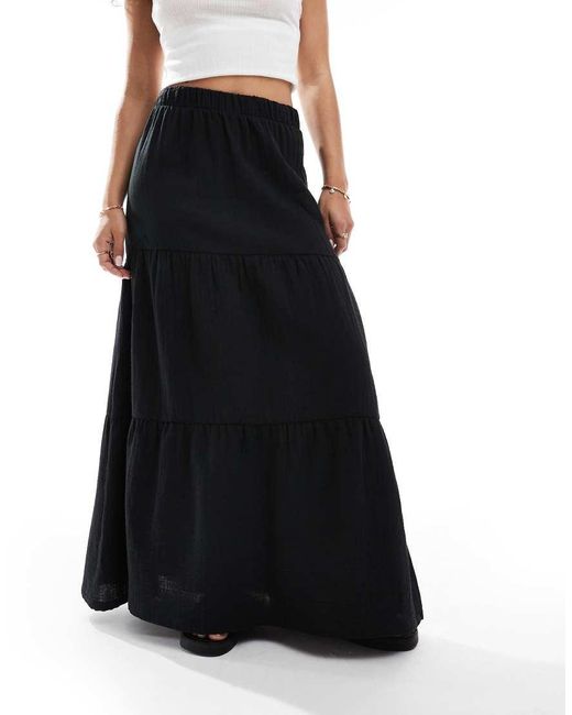 Gonna Midi Bohémien A Balze Nera di Pieces in Black