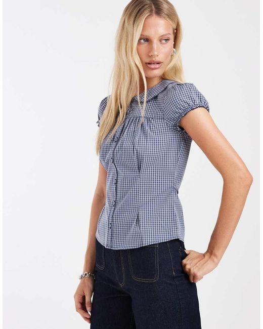 Hollister Blue Short Sleeve Babydoll Shirt