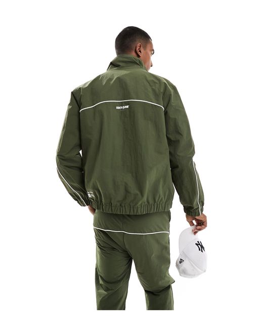 Sixth June Green Co-ord Nylon Track Jacket for men