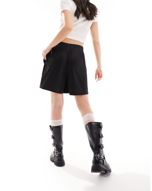 Weekday Black Ada Track Shorts With Pull-on Elasticated Waistband