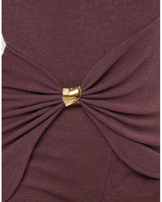 Long Tall Sally Purple Metal Trim Textured Top