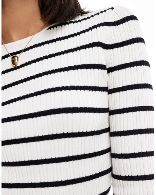 ASOS White Knitted Long Sleeve Top With Crew Neck