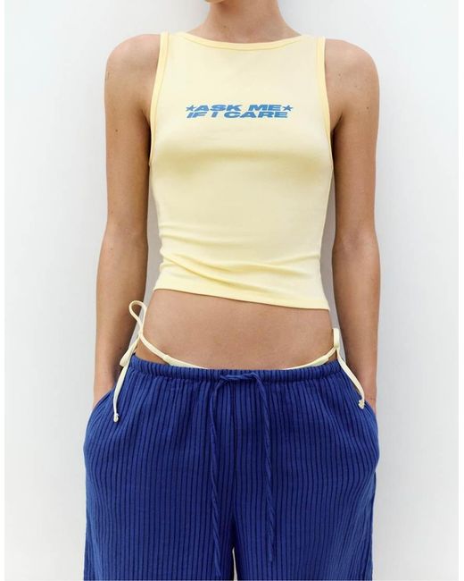 Pull&Bear Green Slogan Tank Top