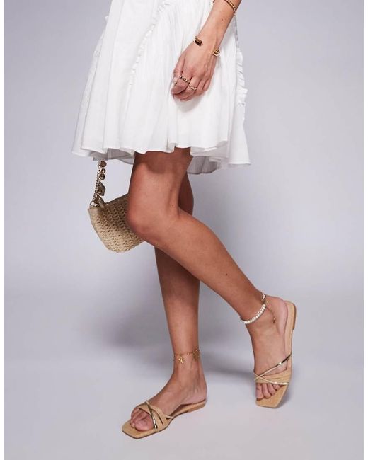 SIMMI Brown Simmi London Saffy Wide Fit Square Toe Flat Sandals