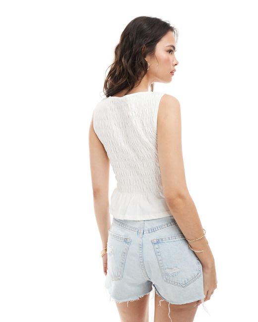 New Look White – gesmoktes trägertop