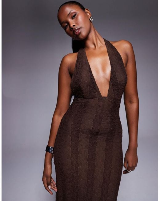 Princess Polly Zoi Lace Plunge Halterneck Maxi Dress in Purple | Lyst