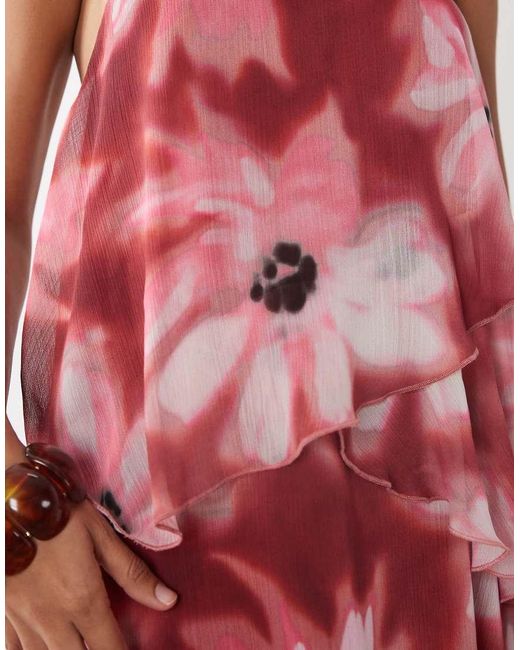 Mango Red Teen Ruffle Halterneck Mini Dress