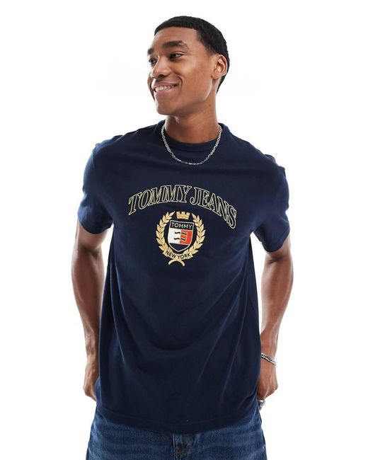 Tommy Hilfiger Blue Gold Crest Logo T-shirt for men