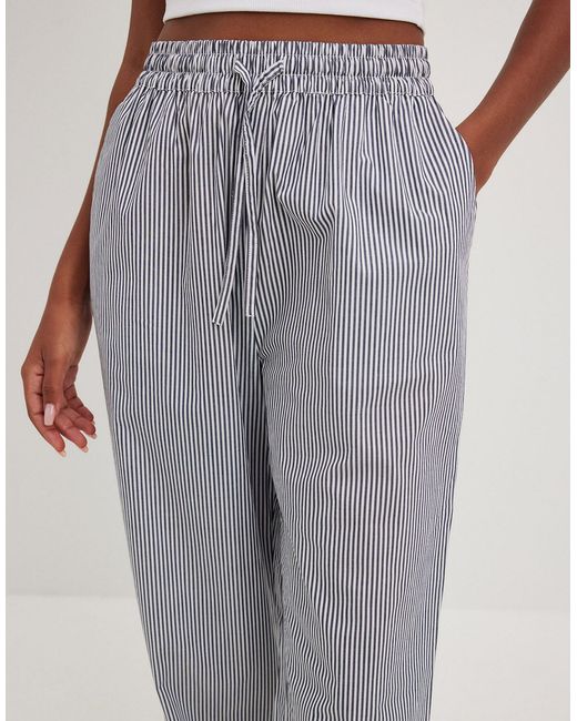 NA-KD Gray Striped Drawstring Trousers