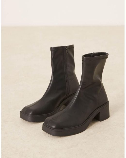 ASOS Natural Wide Fit Raven Smart Mid-heel Boots