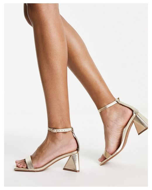 ASOS Herin Mid Block Heeled Sandals in Natural | Lyst Canada