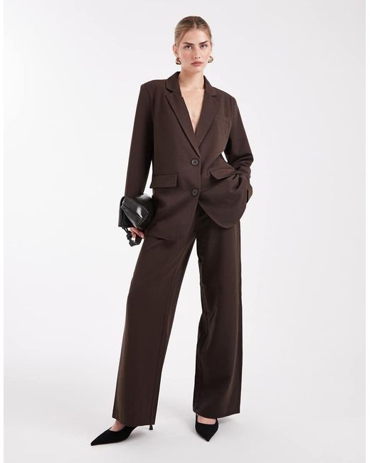 Pieces Brown Oversized Tailored Blazer