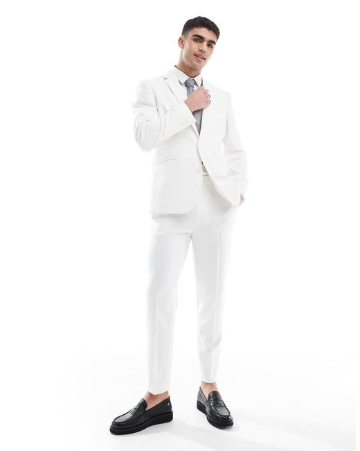 Chaqueta De Traje Blanca De Corte Slim De Tejido Texturizado De ASOS de hombre de color White