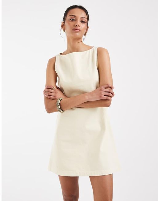 ASOS White Denim Fit And Flare Mini Dress