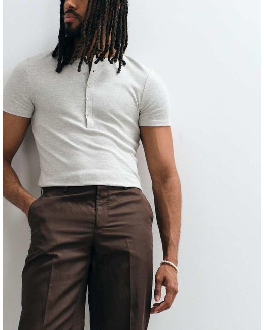 Mango Brown Ethereal Slim Fit Linen Mix Suit Trouser Co-Ord for men