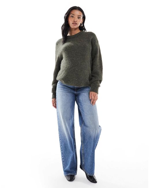 ASOS Blue Asos Design Maternity Wide Leg Dad Jeans