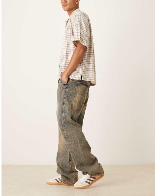 Brave Soul Natural Wide Leg Seam Detail Denim Jeans for men