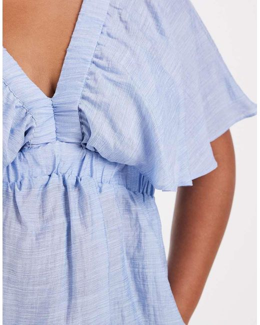 Vero Moda Blue Short Sleeve V-neck Top