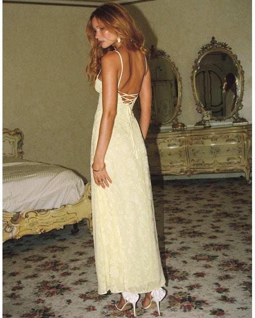 Princess Polly Green South Of France Floral Devore Square Neck Corset Lace Up Back Detail Maxi Dress