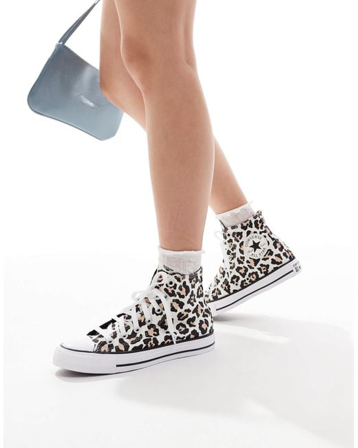 Converse White – chuck taylor all star knöchelturnschuhe mit leopardenmuster
