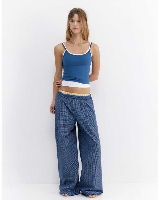 Pull&Bear Blue Double-Layer Strappy Top