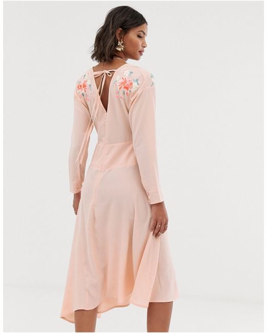 asos pink midi dress