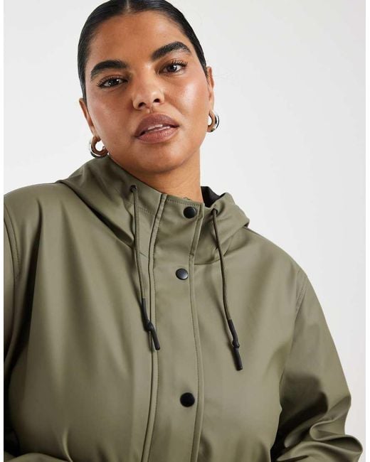 ONLY Green Hooded Raincoat