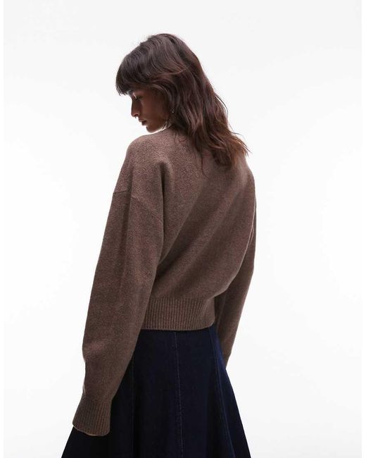 & Other Stories Brown High Neck Relaxed Knitted Sweater With Wide Sleeves
