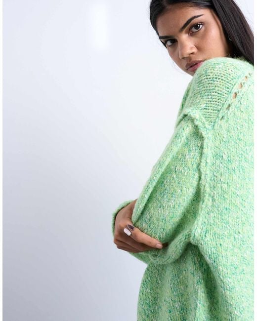 TOPSHOP Green – flauschiger strickpullover aus gezwirntem garn