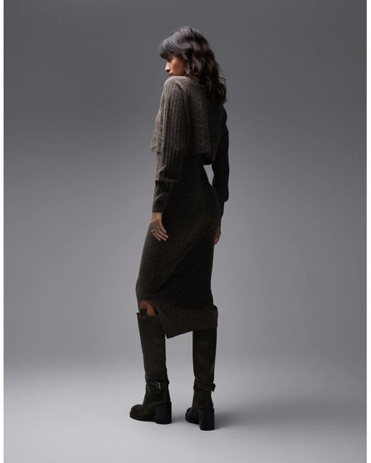 AllSaints Gray Sabine Co-ord Knit Dress & Cardigan Two Piece