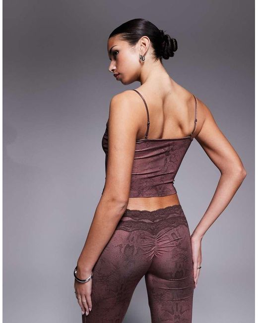 I.AM.GIA Brown Beau Double Lace Trim Cami Top Co-ord