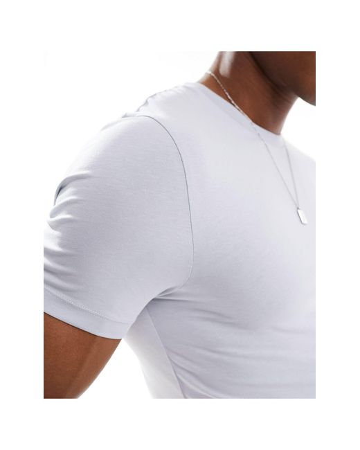 Camiseta gris claro ajustada ASOS de hombre de color White