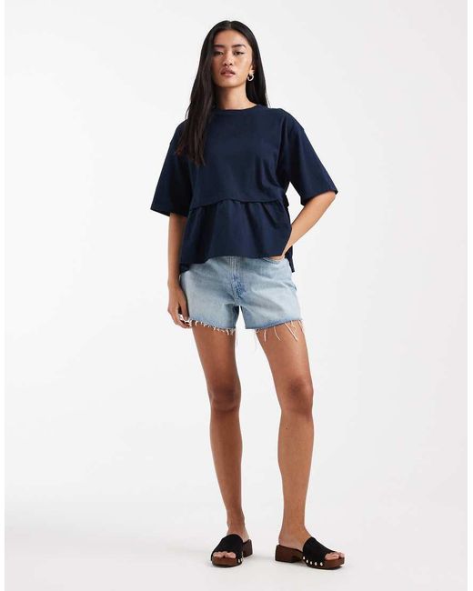 Miss Selfridge Blue Poplin Mix T-shirt