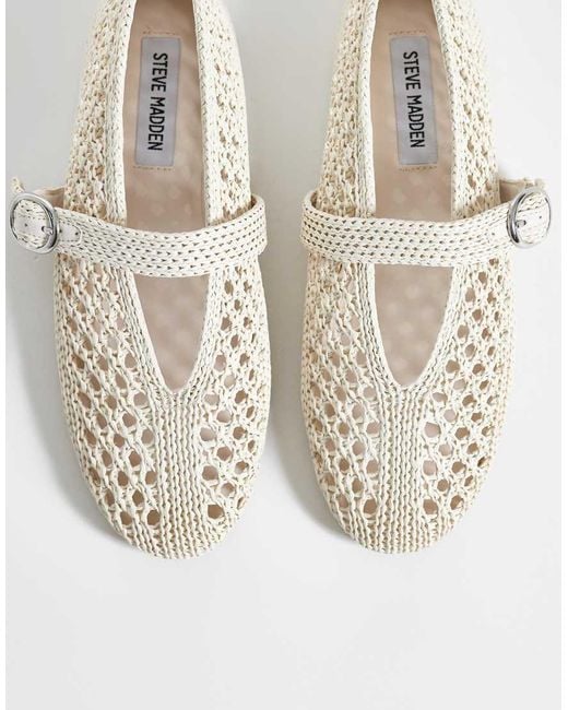 Steve Madden White Alara Woven Ballet Flats