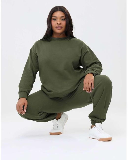 Yours Clothing Green Crew Neck Sweatshirt & Jogger Set