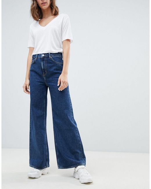 Weekday Blue Ace Organic Cotton Wide Leg Jeans